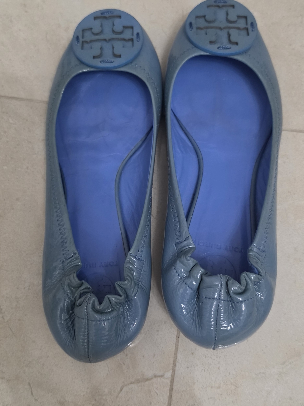 Tory Burch Blue Patent Leather Ballet Flats - Women's Comfort Slip-Ons 6 - 6.5